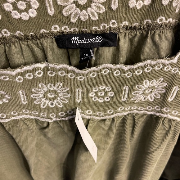 Madewell Embroidered Corduroy Square-Neck Mini Dress 1x - Picture 5 of 5